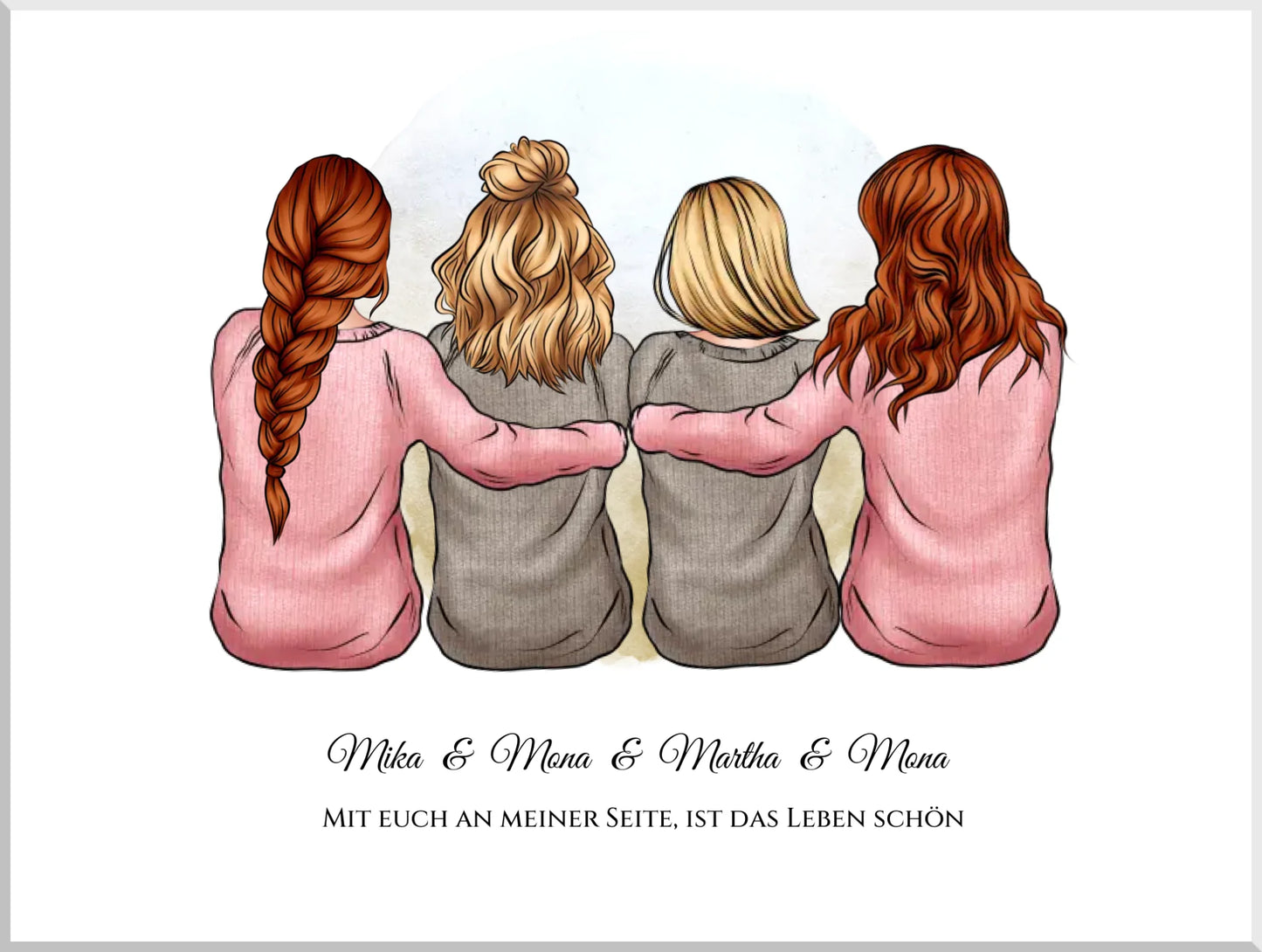 Beste Freundinnen Bild | Poster 4 Freundinnen Geschenk | Geschenk beste Freundin, Schwester, Mama