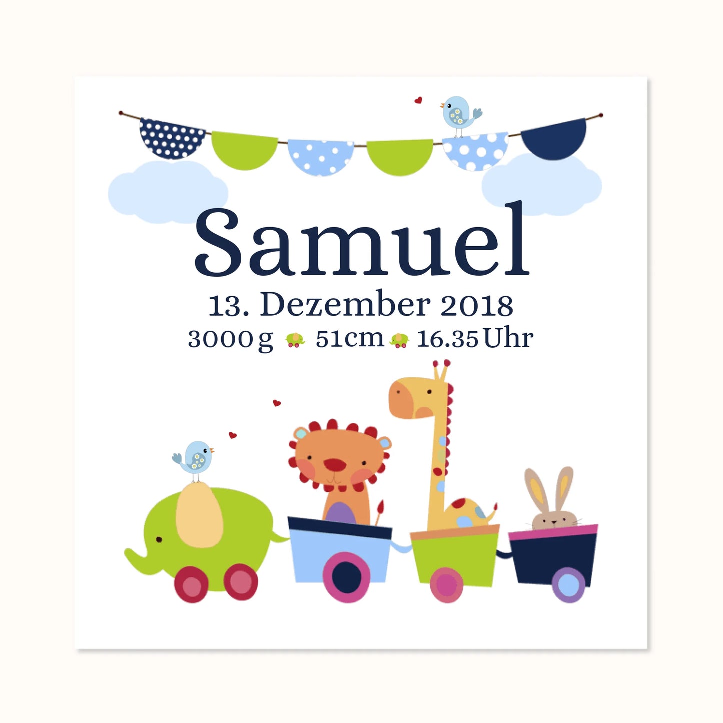 TOYS - Personalisiertes Babyposter - Geburtsanzeige Junge - Geschenk zur Geburt - Geschenk zur Taufe - Taufgeschenk