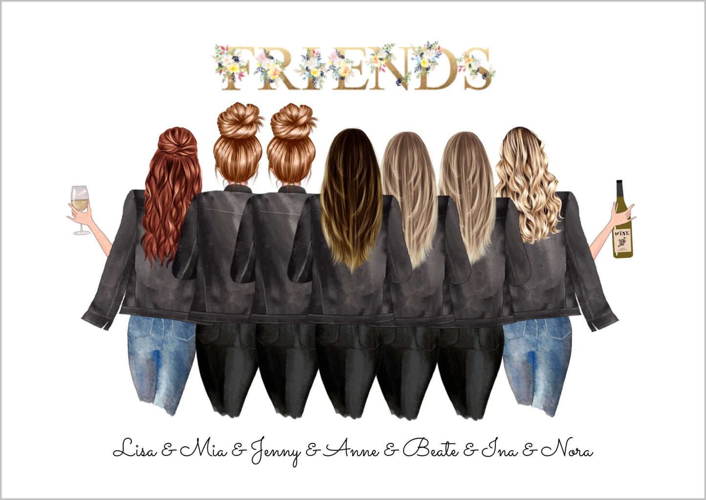 7 Beste Freundinnen Poster personalisiertes Geburtstagsgeschenk - Freundin Bild Geschenk Geburtstag