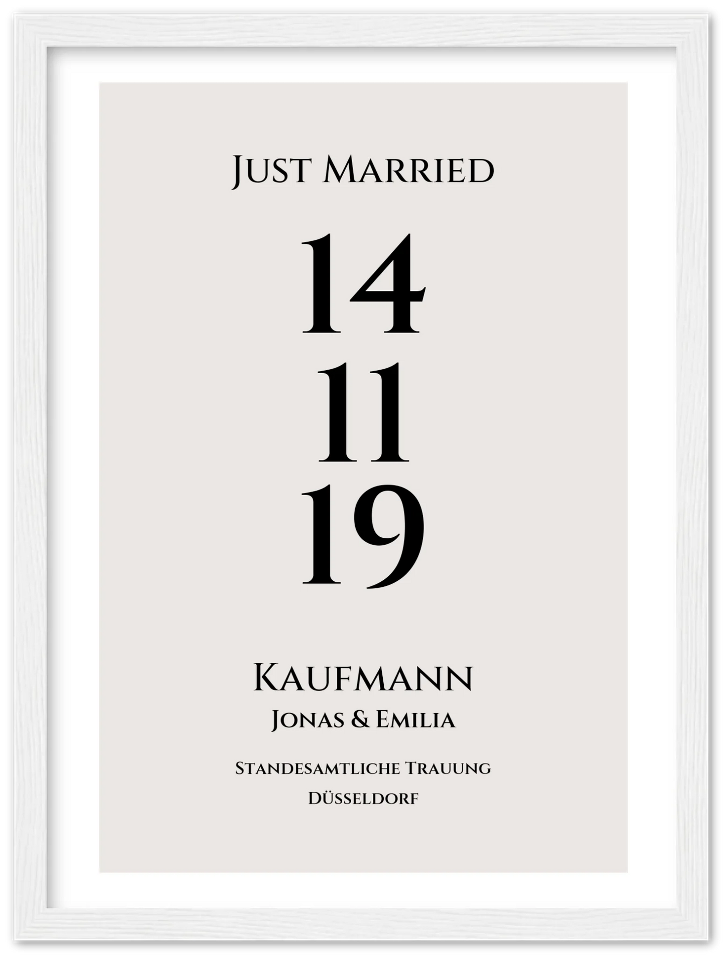 Personalisiertes Hochzeitsposter "Just Married" | "Hochzeit Datum" Hochzeitsgeschenk mit Namen und Datum