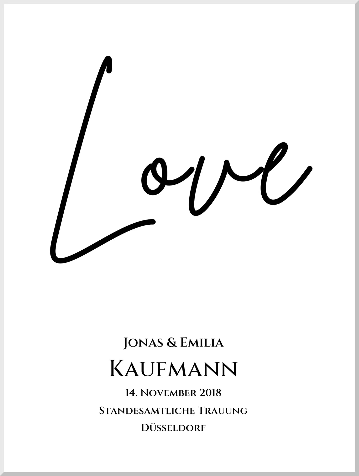 "LOVE" Personalisiertes Hochzeitsposter | Hochzeitsgeschenk Bild mit Namen und Datum
