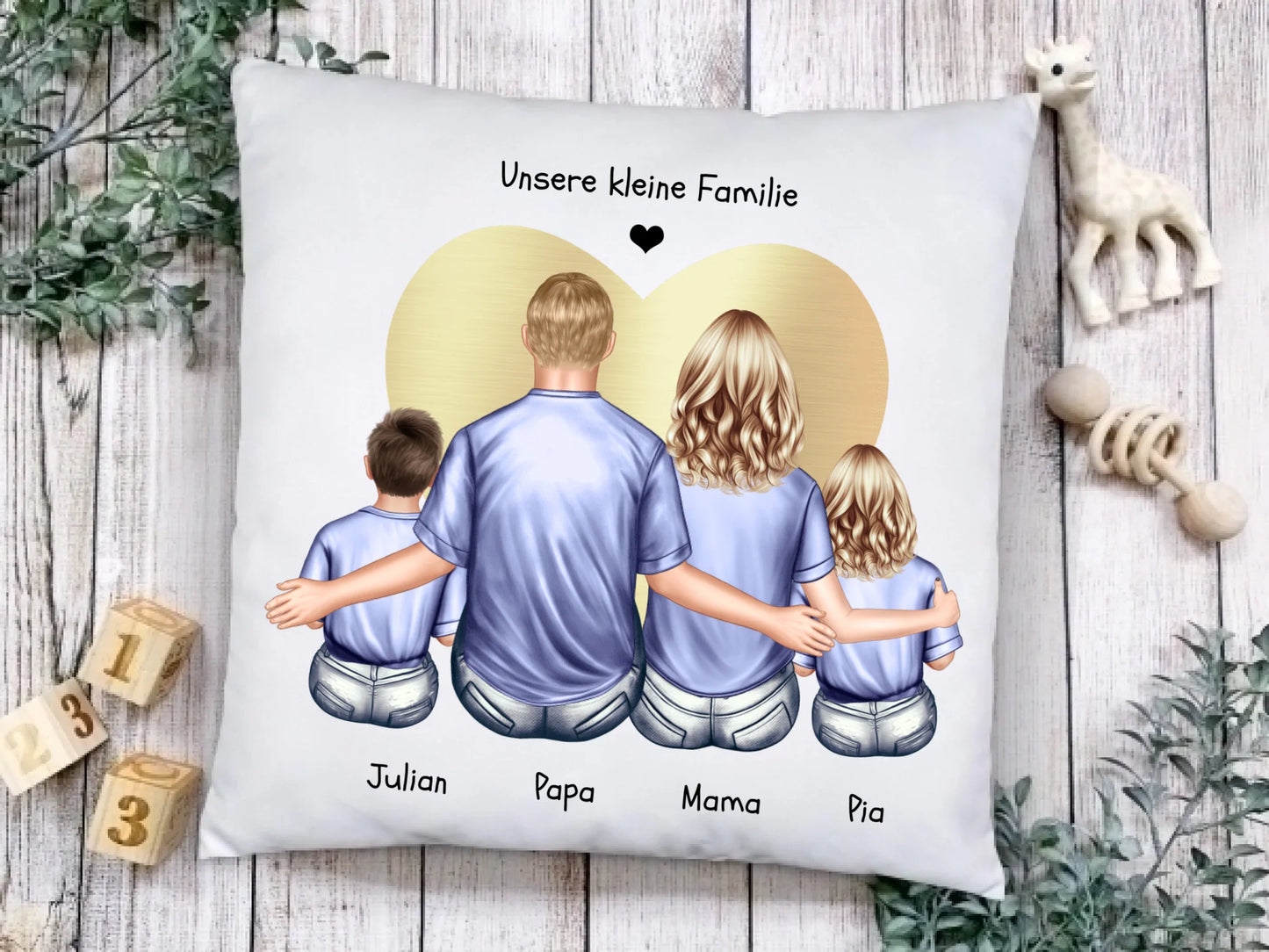 Personalisiertes Kissen Vatertag, Muttertag, Geschenk Papa, Geschenk Mama, Geburtstagsgeschenk Eltern , 2 Kinder