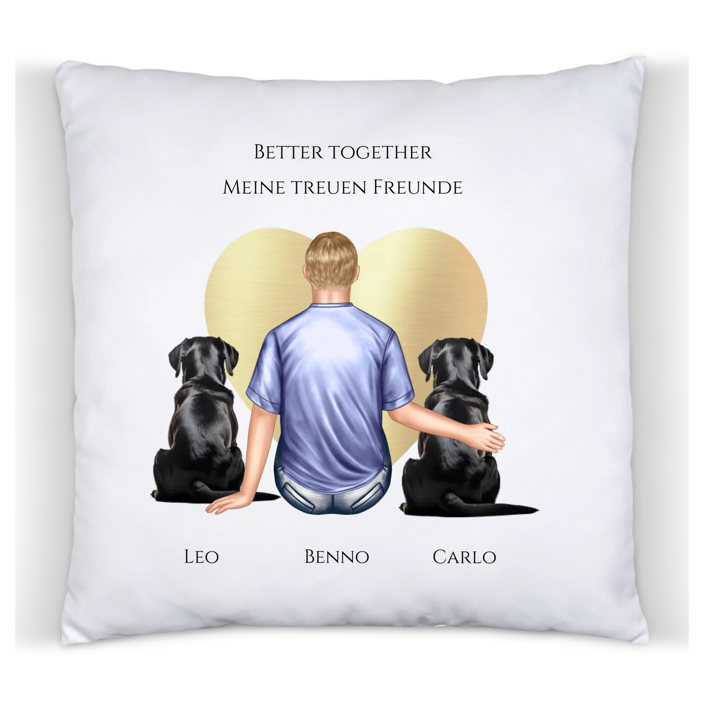 Personalisiertes Geschenk Mann/ Freund mit 2 Hunden Deko Kissen - Geburtstagsgeschenk personalisiert Geschenk Hundebesitzer Weihnachtsgeschenk