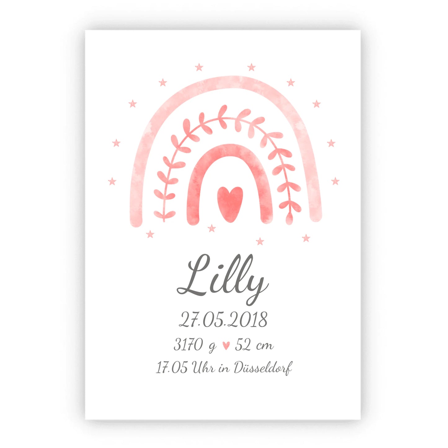 Regenbogenposter - Personalisiertes Babyposter + Geburtsanzeige als Erinnerung zur Geburt gestalten - Baby Geschenk - Taufgeschenk