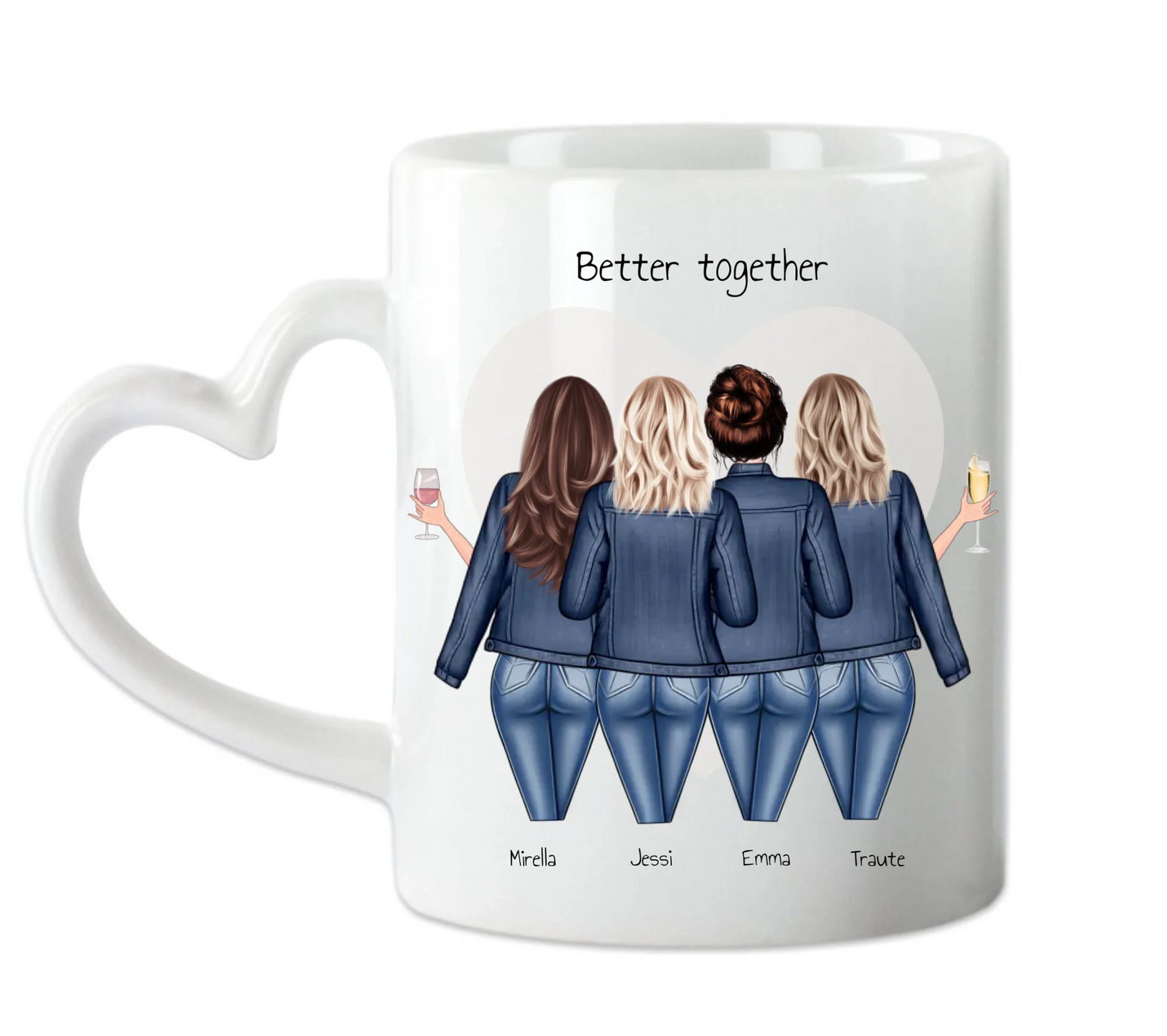 4 Beste Freundinnen Tasse personalisiert - Beste Freundin Geburtstagsgeschenk