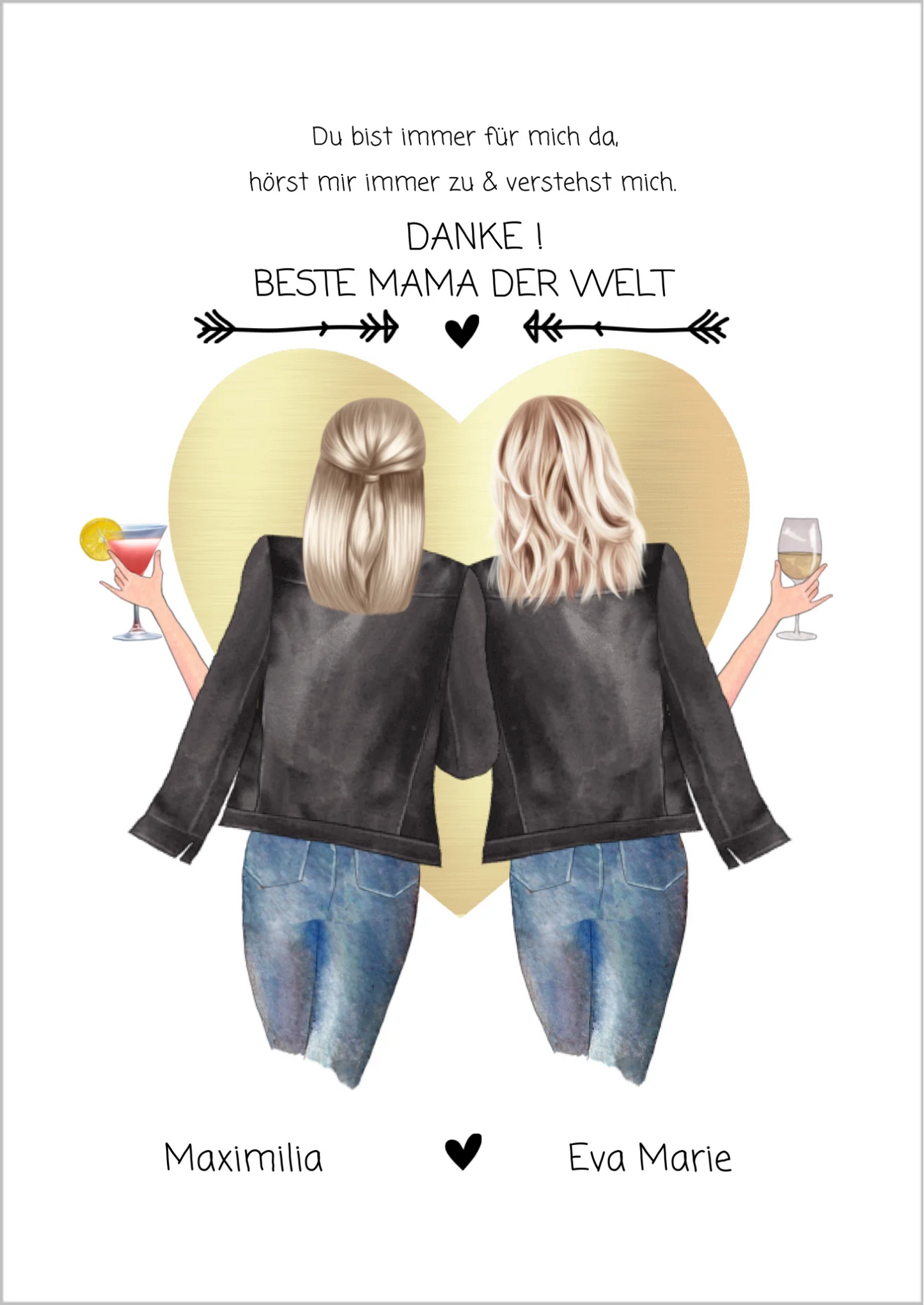 Geschenk Mama, Mutter | Muttertagsgeschenk personalisiert | Mutter & Tochter Poster | Geburtstagsgeschenk