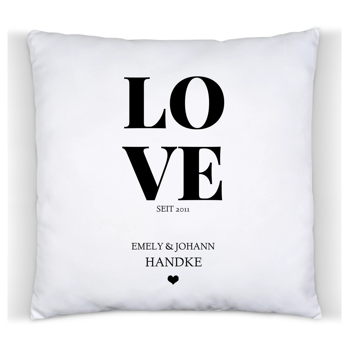 Geschenk zum Jahrestag, Hochzeitstag, Valentinstag LOVE - Personalisiertes Dekokissen -