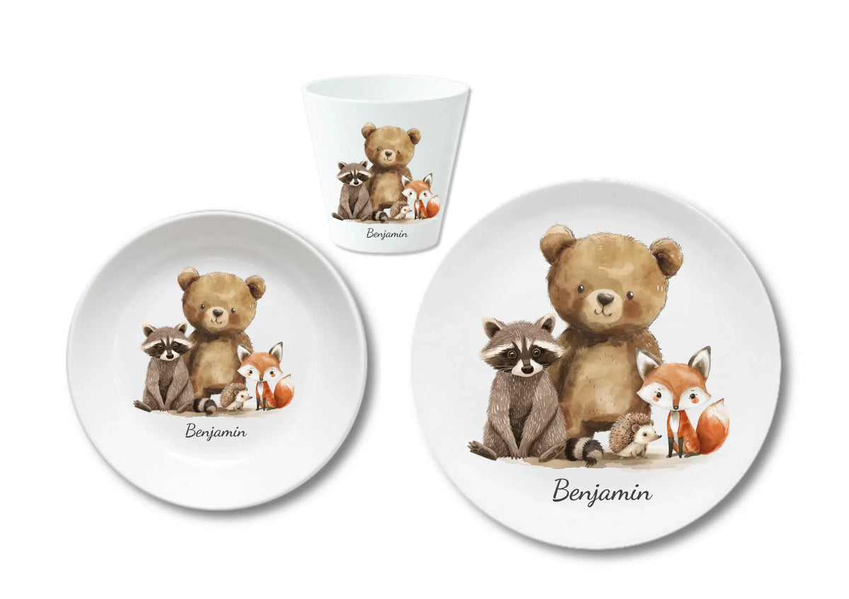 Kinderteller + flacher Teller + Becher 2
