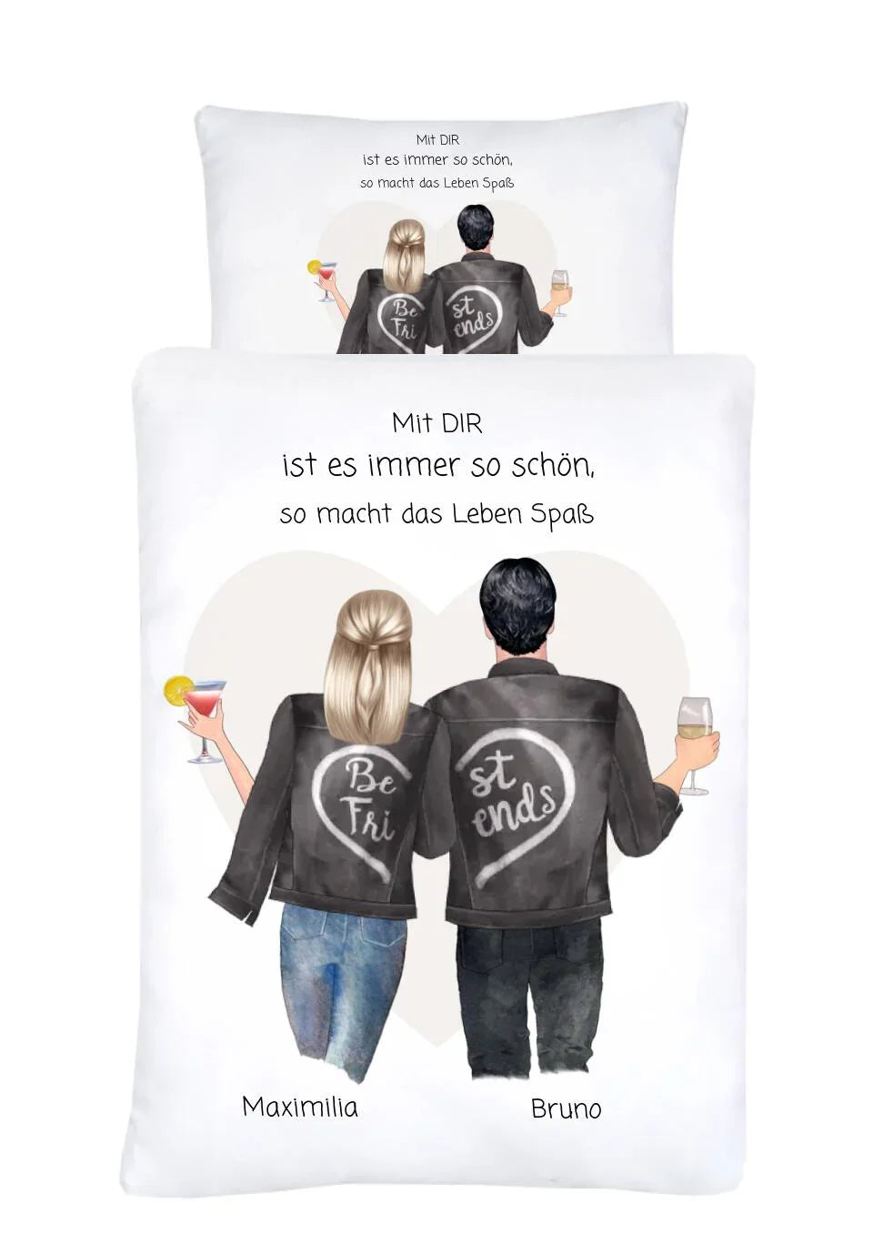 Valentinstageschenk personalisierte Bettwäsche