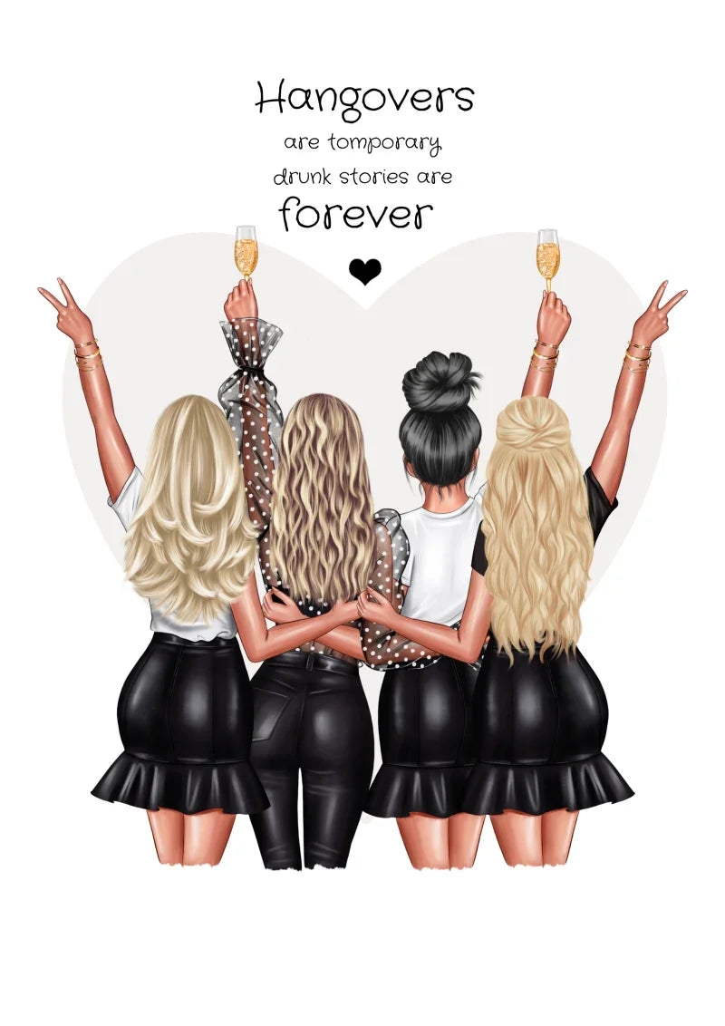 Personalisierte 4 beste Freundinnen & Freunde Bild & Poster Geschenke
