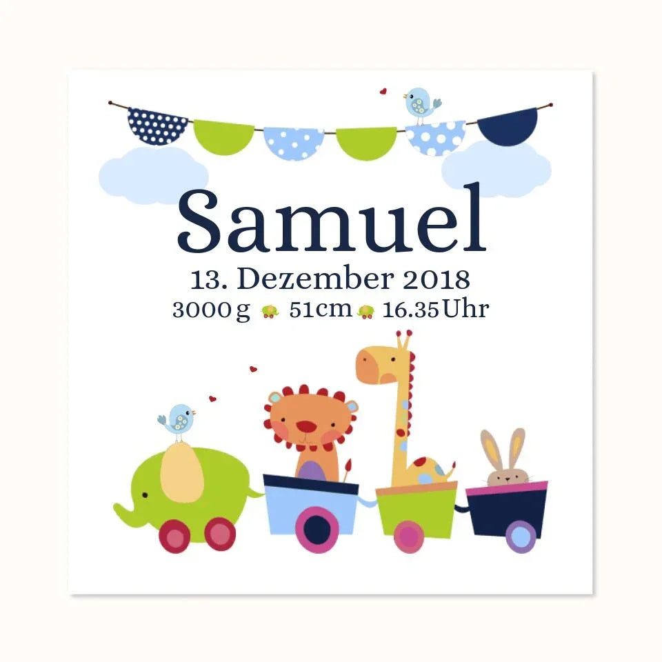 Babyposter als Geburtsanzeige oder Kinderzimmerbild mit Namen personalisiert