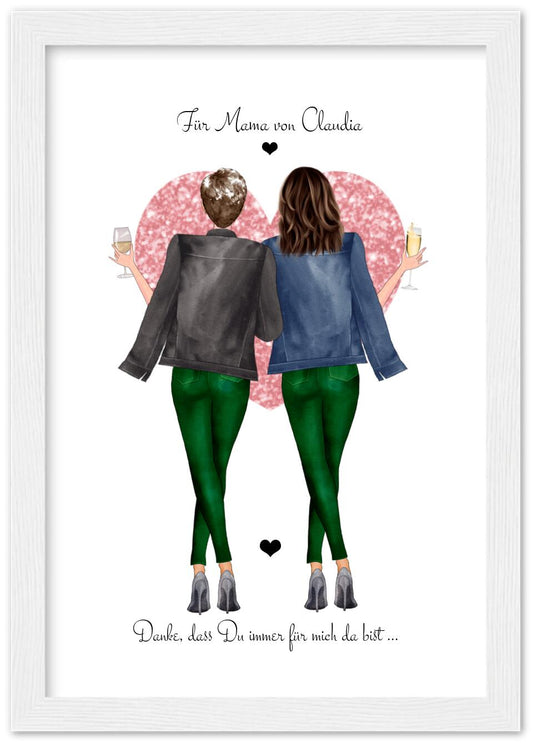 Ostergeschenk & Muttertagsgeschenk personalisiertes Poster gerahmt - Danke Mama - Bild Geschenk Mama