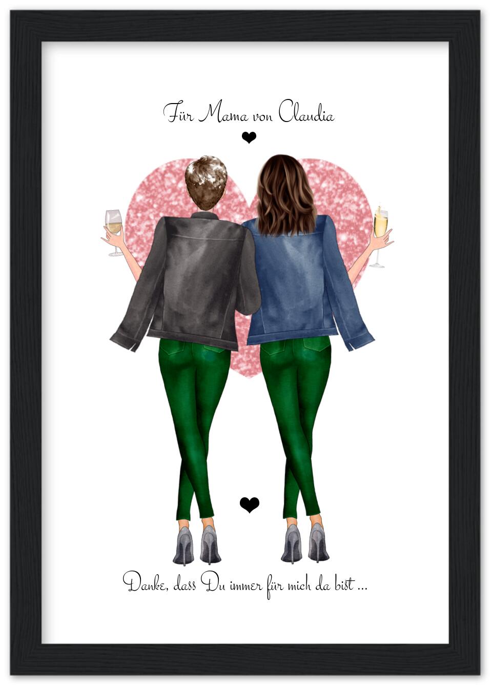 Ostergeschenk & Muttertagsgeschenk personalisiertes Poster gerahmt - Danke Mama - Bild Geschenk Mama