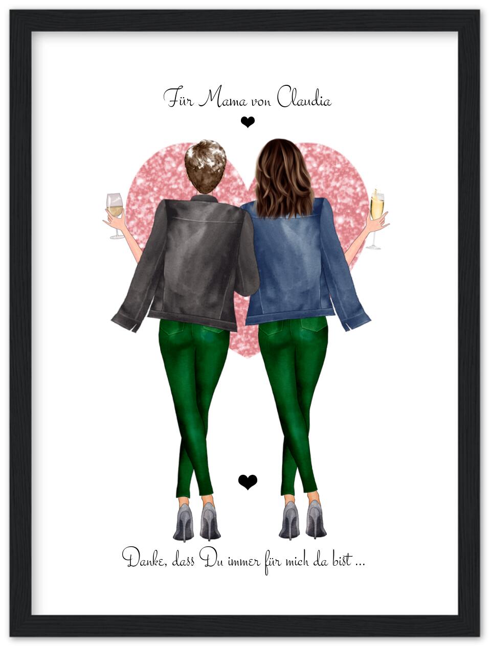 Ostergeschenk & Muttertagsgeschenk personalisiertes Poster gerahmt - Danke Mama - Bild Geschenk Mama