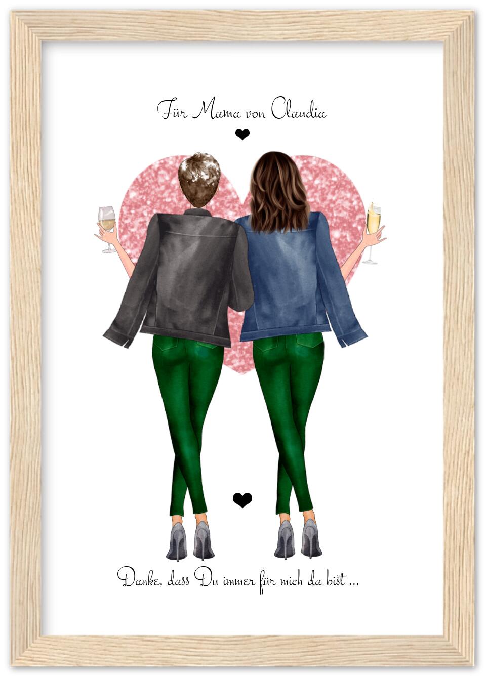 Ostergeschenk & Muttertagsgeschenk personalisiertes Poster gerahmt - Danke Mama - Bild Geschenk Mama