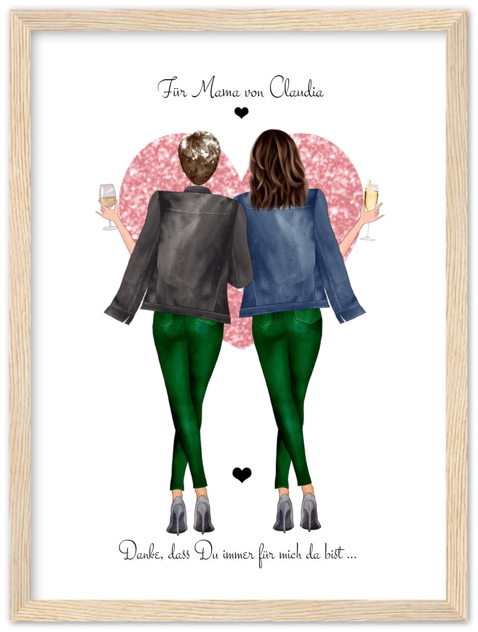 Ostergeschenk & Muttertagsgeschenk personalisiertes Poster gerahmt - Danke Mama - Bild Geschenk Mama
