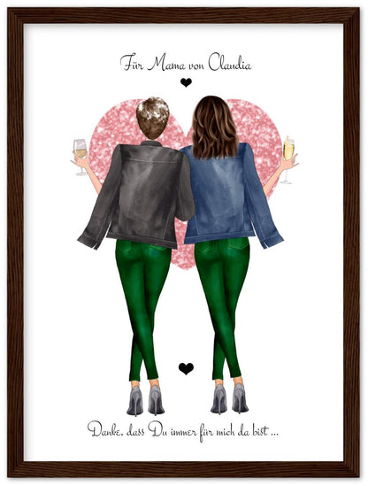 Ostergeschenk & Muttertagsgeschenk personalisiertes Poster gerahmt - Danke Mama - Bild Geschenk Mama