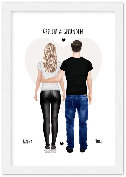 Paarbild gerahmt - Partnergeschenk - Freundin Geschenk Geburtstag - Partner Geburtstagsgeschenk - Ostergeschenk - Geschenk Jahrestag - Valentin 2