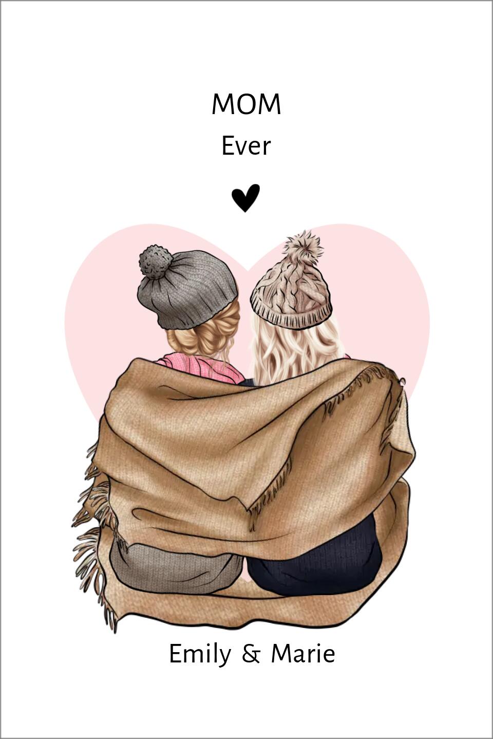 2 Freundinnen Poster personalisiertes Geschenk Geburtstag - Freundinnen Bild personalisiert - Valentinstag Geschenk