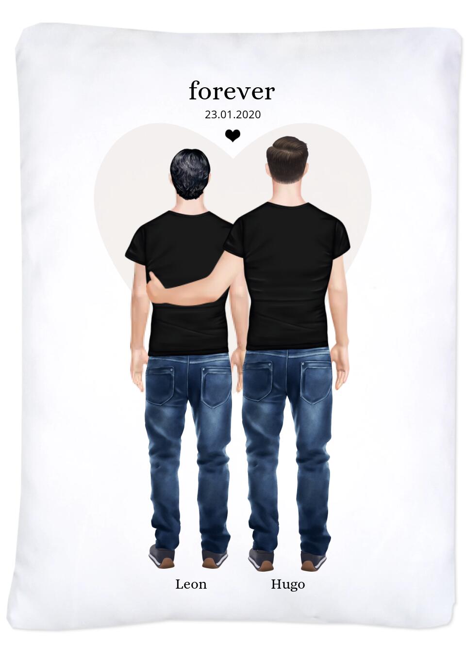 Partnergeschenk beste Freunde Geschenk personalisiert - 2 Männer Bettwäsche Freundschaft & Valentinstag Geschenk, Geburtstagsgeschenk & Weihnachtsgeschenk