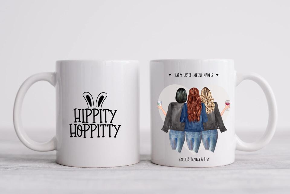 3 Beste Freundinnen Tasse personalisiert Ostergeschenk - Beste Freundin Ostertasse