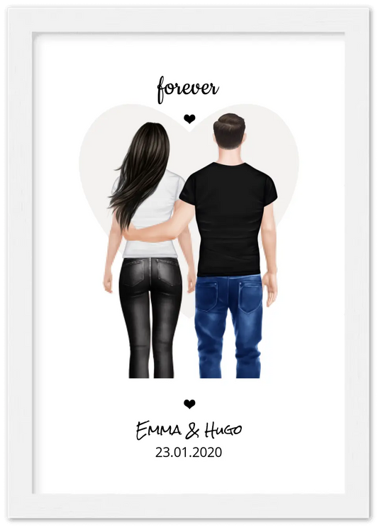 Paarbild gerahmt - Poster Partnergeschenk - Freundin Geschenk Geburtstag - Partner Geburtstagsgeschenk - Ostergeschenk - Geschenk Jahrestag - Valentin Forever
