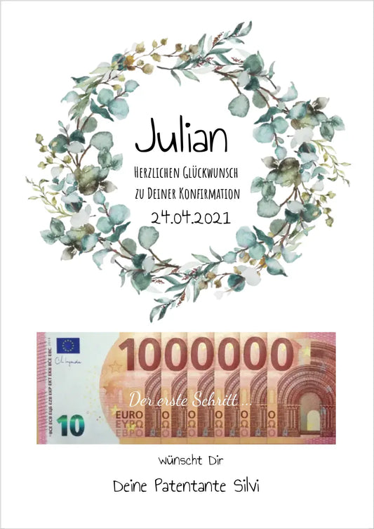 Geldgeschenk Wunscherfüller - Personalisiertes Geschenk, Geldgeschenk zum Geburtstag, Jugendweihe, Kommunion, Konfirmation, Geburtstagsgeschenk 1. Million