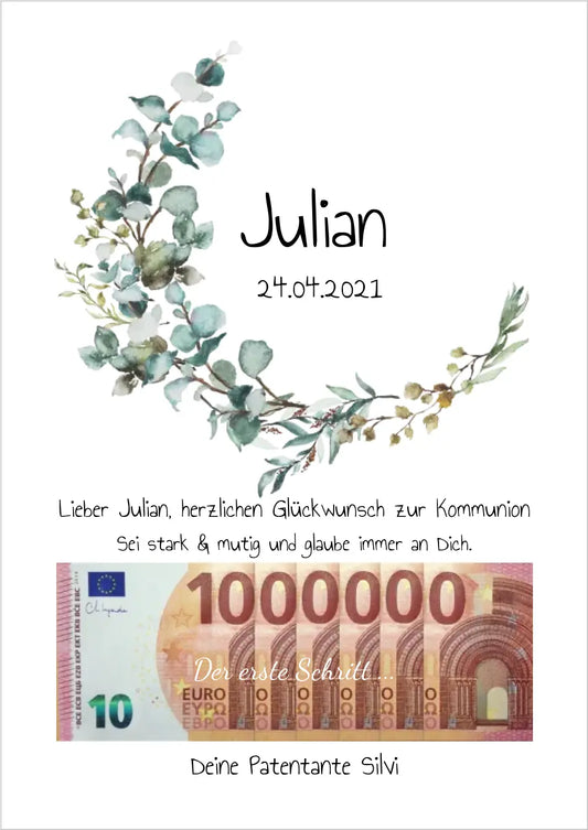 Geldgeschenk Wunscherfüller - Personalisiertes Geschenk, Geldgeschenk zum Geburtstag, Jugendweihe, Kommunion, Konfirmation, Geburtstagsgeschenk 1. Million