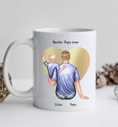 Personalisierte Tasse Geschenk Vatertag - Papa Geburtstagsgeschenk Tasse mit Kind
