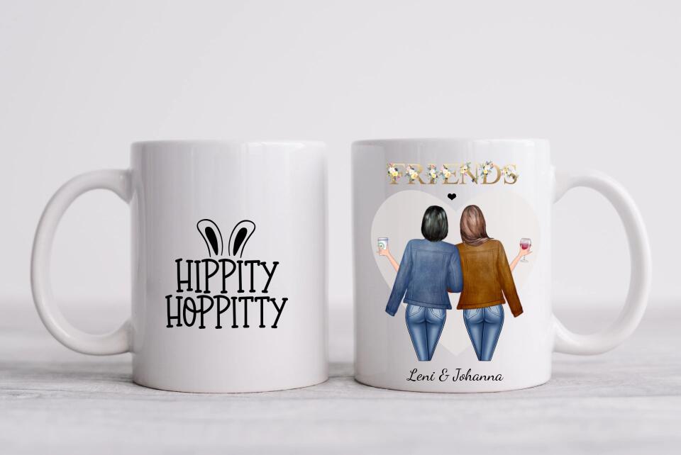 2 Freundinnen Tasse Geschenk personalisiert - Persönliche Tasse Geburtstagsgeschenk