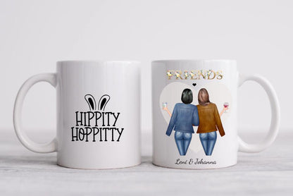 2 Freundinnen Tasse Geschenk personalisiert - Persönliche Tasse Geburtstagsgeschenk