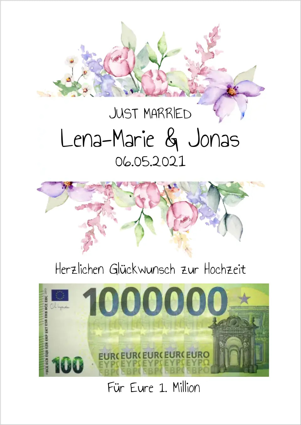 Geldgeschenk Wunscherfüller - Personalisiertes Geschenk, Geldgeschenk zur Hochzeit, Hochzeitsgeschenk Für Eure 1. Million