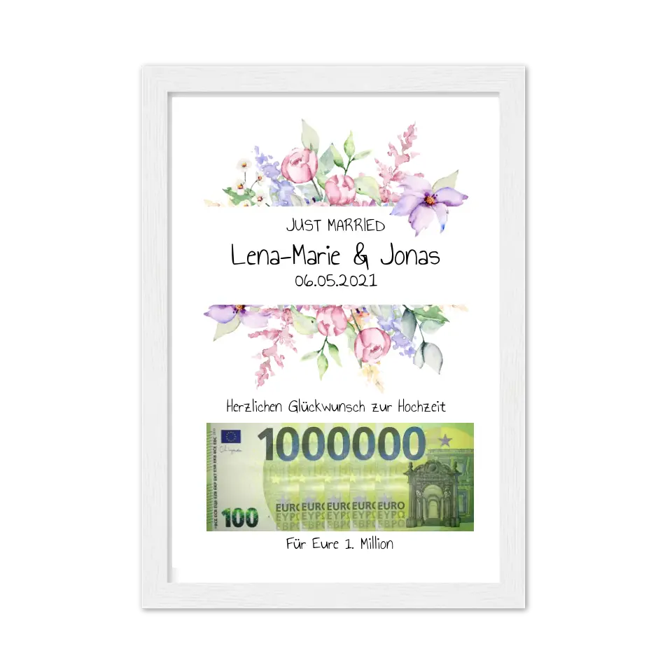 Geldgeschenk Wunscherfüller - Personalisiertes Geschenk, Geldgeschenk zur Hochzeit, Hochzeitsgeschenk Für Eure 1. Million