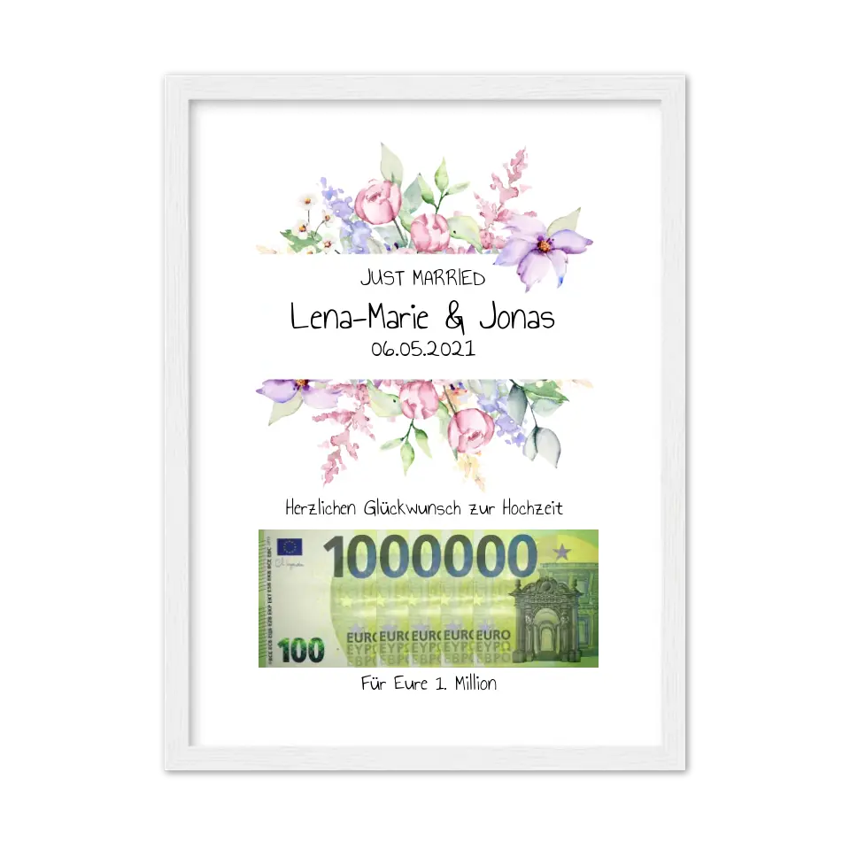 Geldgeschenk Wunscherfüller - Personalisiertes Geschenk, Geldgeschenk zur Hochzeit, Hochzeitsgeschenk Für Eure 1. Million