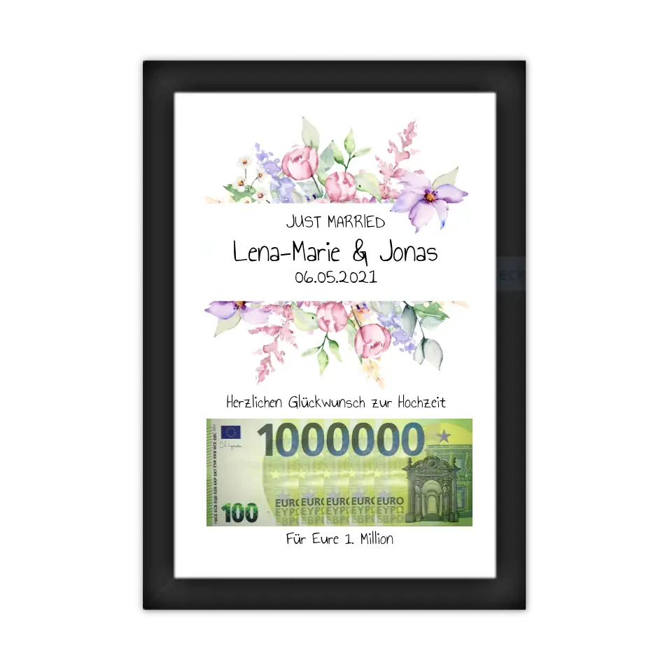 Geldgeschenk Wunscherfüller - Personalisiertes Geschenk, Geldgeschenk zur Hochzeit, Hochzeitsgeschenk Für Eure 1. Million