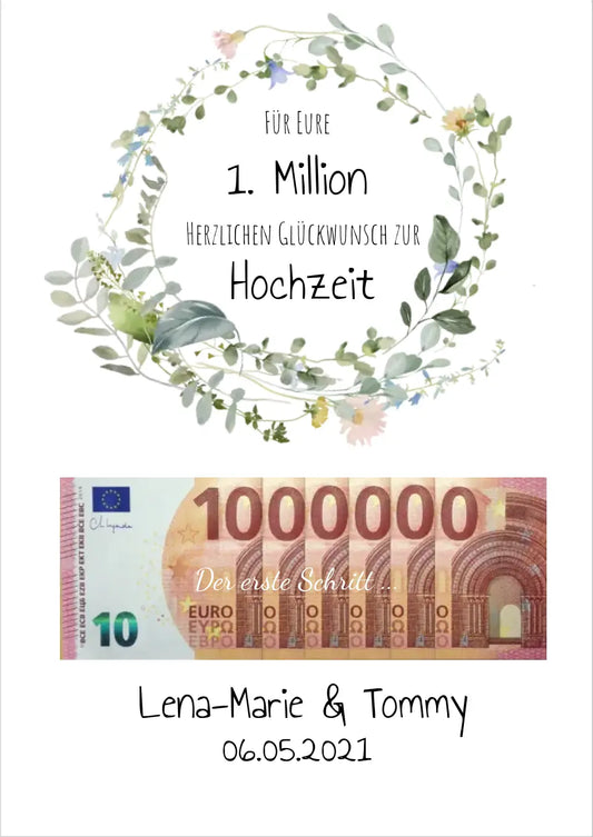 Geldgeschenk Wunscherfüller -  Geldgeschenk zur Hochzeit, Hochzeitsgeschenk Für Eure 1. Million