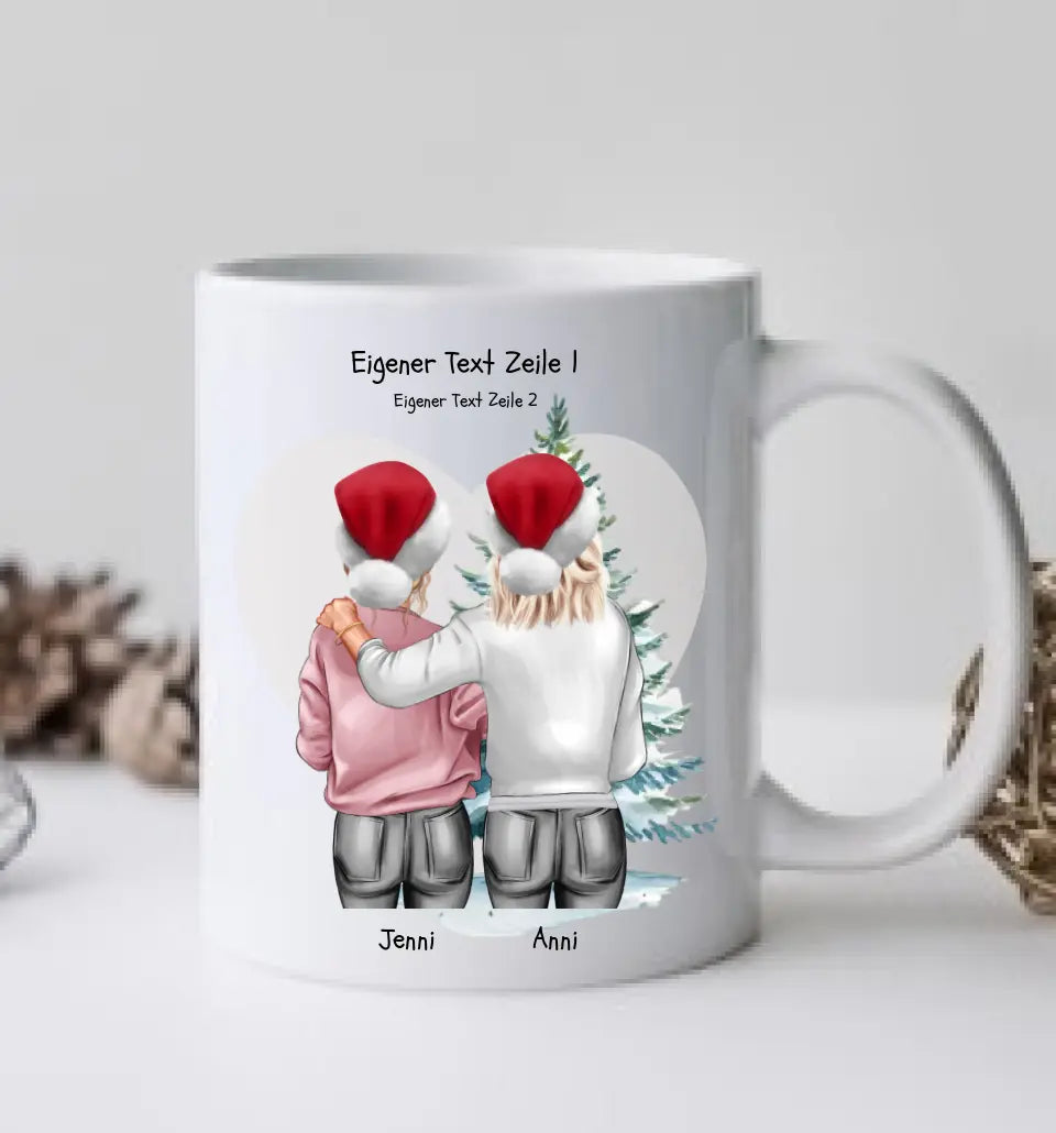 Personalisierte Tasse Nikolausgeschenk, Weihnachtsgeschenk für Geschwister, für Freundin