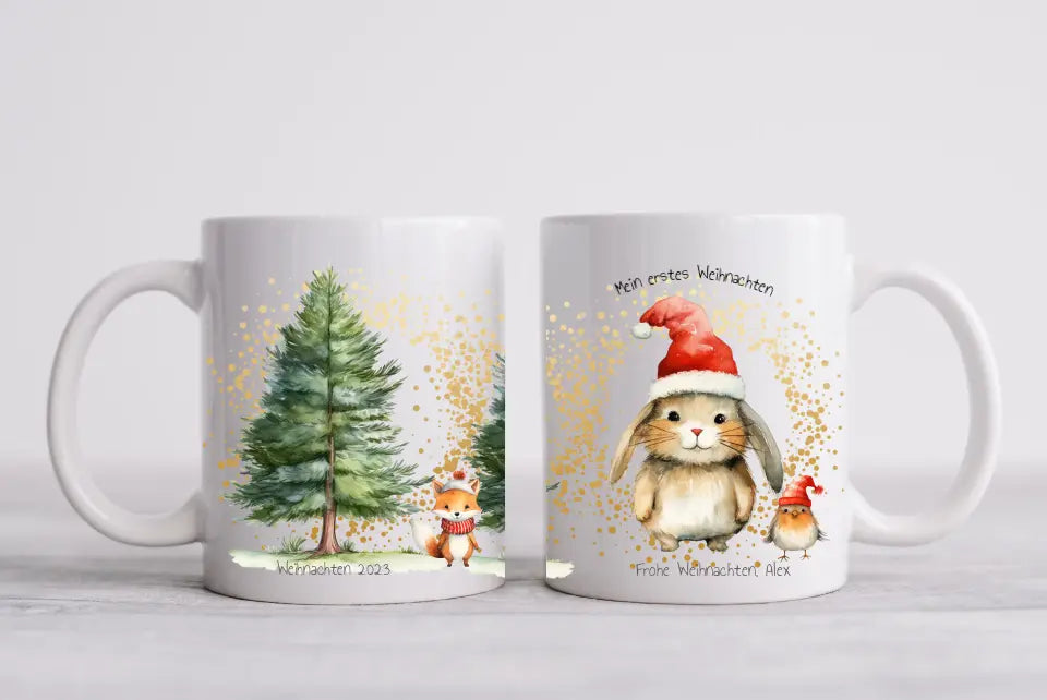 Geschenk Nikolaus, Weihnachten personalisiert -  Kindertasse, Kinderbecher, Kinderteller - Nikolaustasse, Weihnachtstasse - mit Name