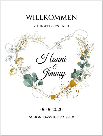 Willkommensposter Hochzeit  | Willkommensschild Hochzeit personalisiert | Hochzeitsempfang Tafel