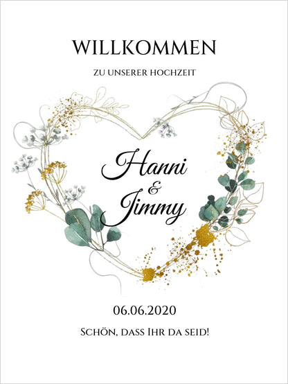 Willkommensposter Hochzeit  | Willkommensschild Hochzeit personalisiert | Hochzeitsempfang Tafel