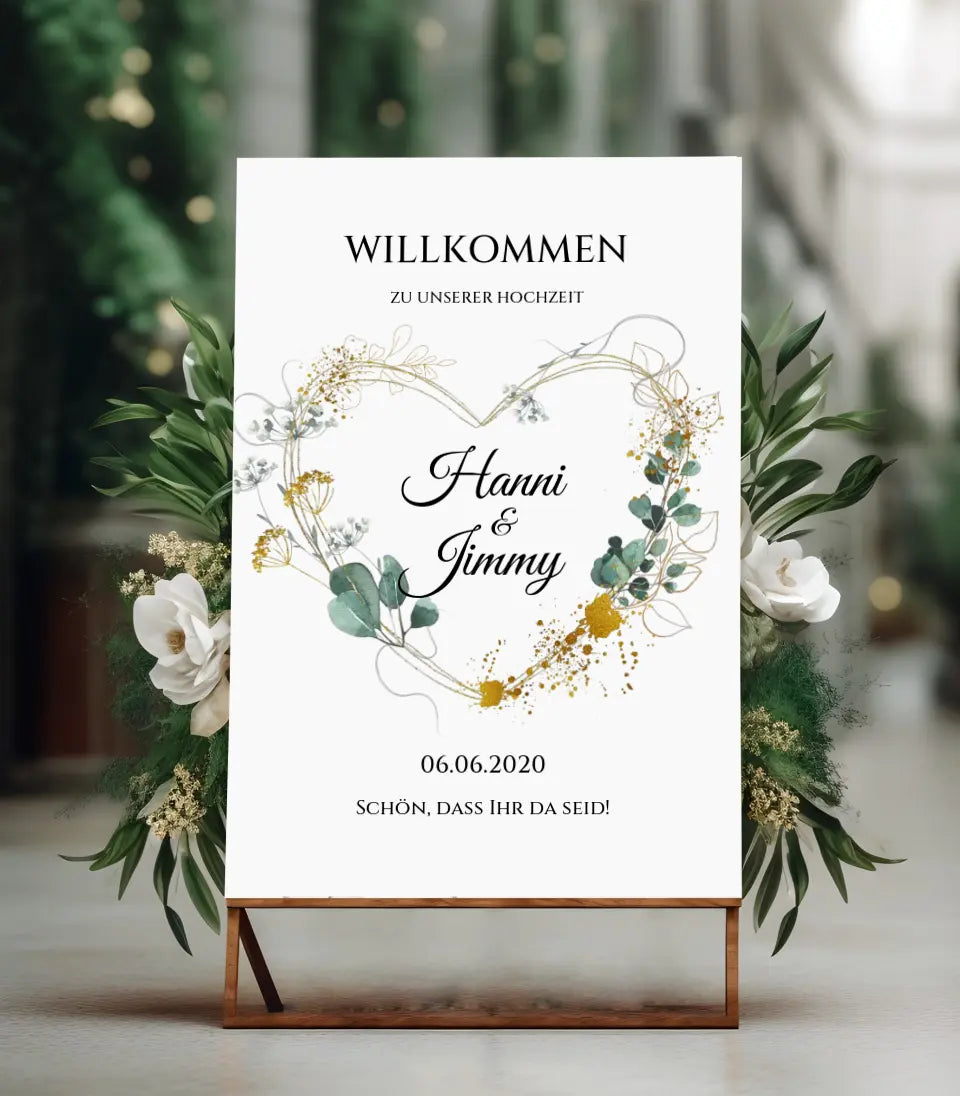 Willkommensposter Hochzeit  | Willkommensschild Hochzeit personalisiert | Hochzeitsempfang Tafel