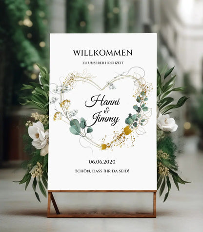 Willkommensposter Hochzeit  | Willkommensschild Hochzeit personalisiert | Hochzeitsempfang Tafel