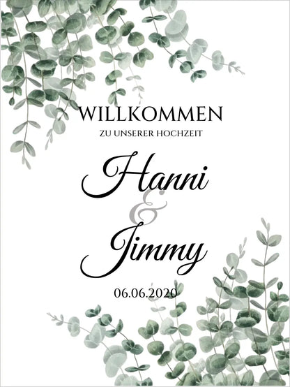 Willkommensposter Hochzeit  | Willkommensschild Hochzeit personalisiert | Hochzeitsempfang Tafel