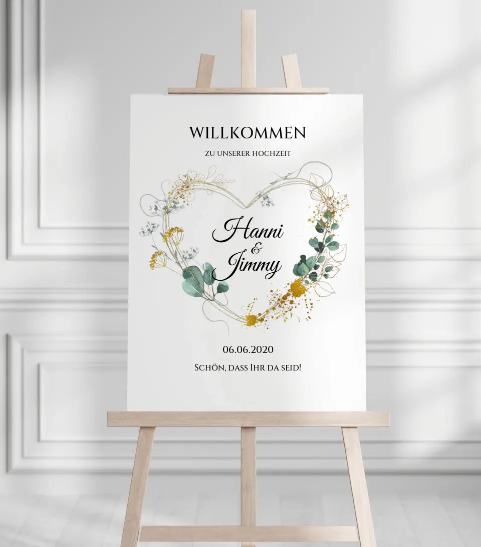 Willkommensposter Hochzeit  | Willkommensschild Hochzeit personalisiert | Hochzeitsempfang Tafel