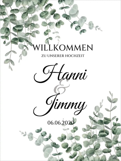 Willkommensposter Hochzeit  | Willkommensschild Hochzeit personalisiert | Hochzeitsempfang Tafel
