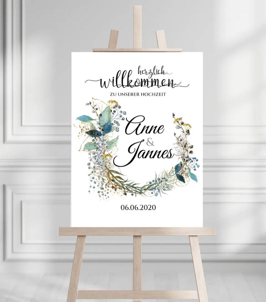 Willkommensposter Hochzeit  | Willkommensschild Hochzeit personalisiert | Hochzeitsempfang Tafel