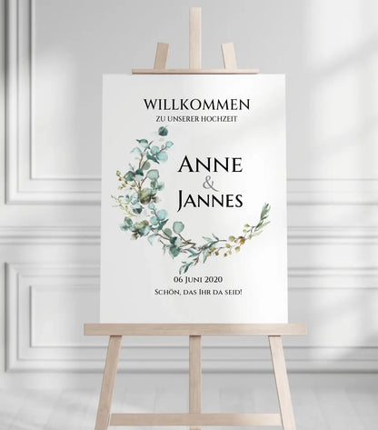 Willkommensposter Hochzeit  | Willkommensschild Hochzeit personalisiert mit Namen Datum | Hochzeitsempfang Schild