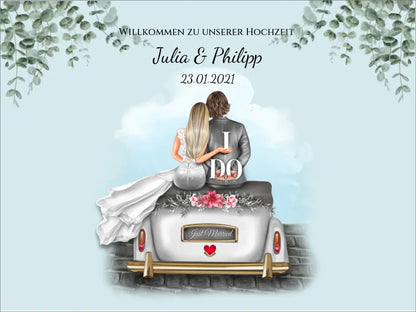 Willkommensposter Hochzeit  | Willkommensschild Hochzeit personalisiert mit Namen Datum | Empfang Schild Hochzeit