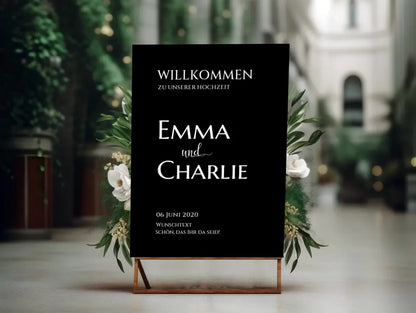 Willkommensposter Hochzeit  | Willkommensschild Hochzeit personalisiert | Hochzeitsempfang Tafel