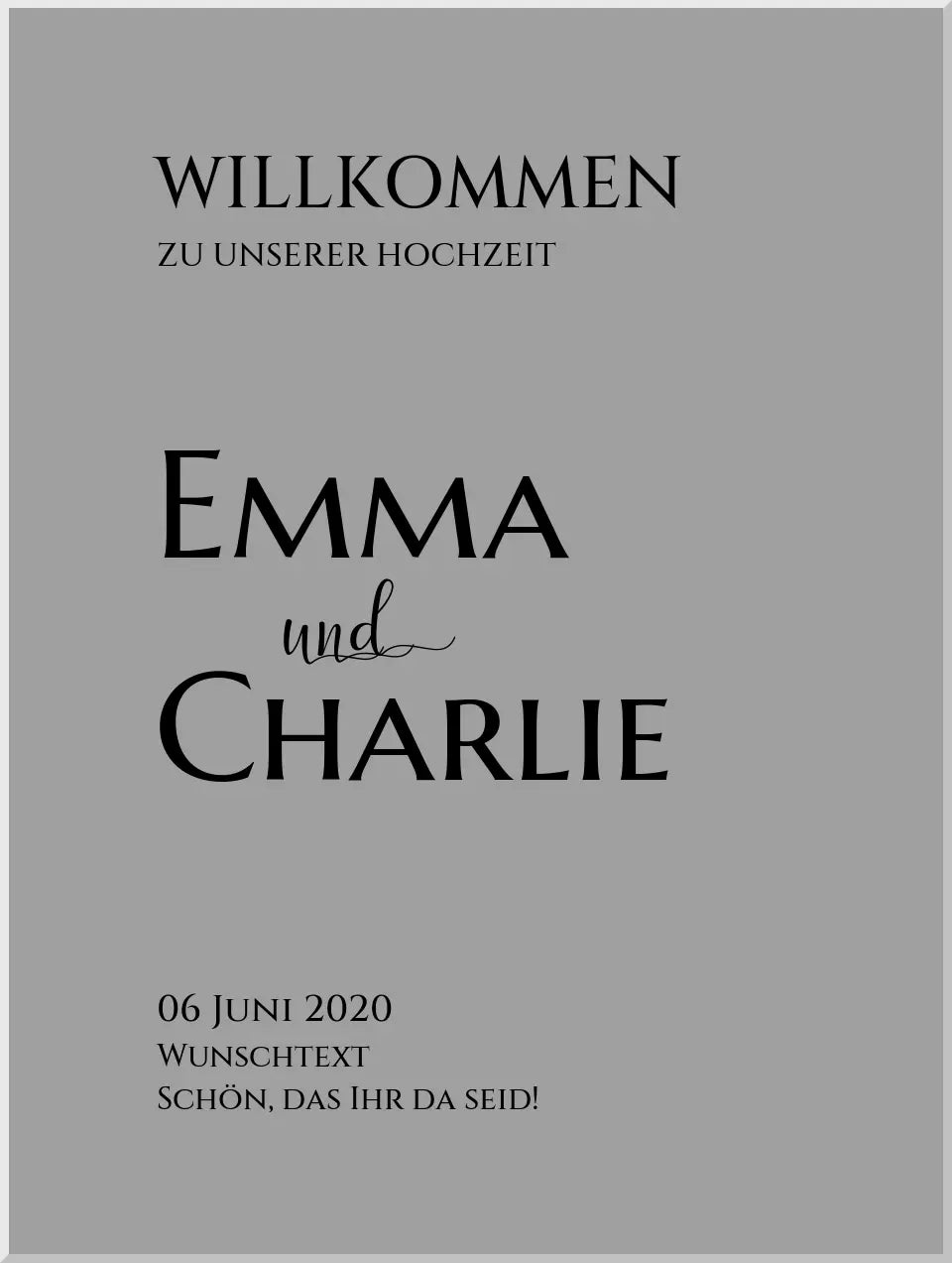 Willkommensposter Hochzeit  | Willkommensschild Hochzeit personalisiert | Hochzeitsempfang Tafel